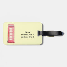 Red british phone booth - luggage tag