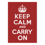Red Brown Keep Calm and Carry On Business Card