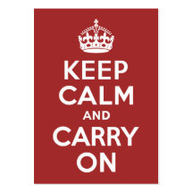 Red Brown Keep Calm and Carry On Business Card