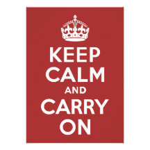 Red Brown Keep Calm and Carry On Invite