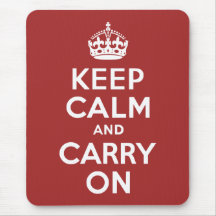 Red Brown Keep Calm and Carry On Mouse Pads