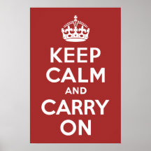 Red Brown Keep Calm and Carry On Print