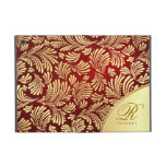 Red Burgundy Gold Monogram Folio