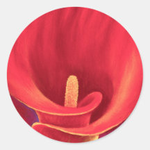 Red Cala Lily Tropical Flower Art - Multi Round Sticker
