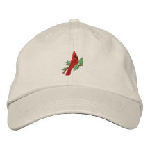 Red cardinal bird embroidered women's hat embroidered hat