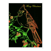 Red Cardinal Christmas Postcard