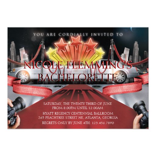 Red Carpet Bachelorette Party Invitation