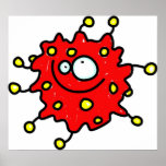 Red Cartoon Germ Print