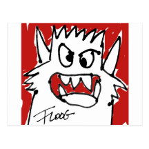 Red Cartoon Monster Postcard