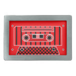 Red Cassette Tape Rectangular Belt Buckle