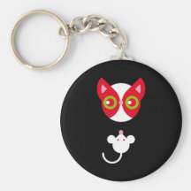 Red cat and white mouse key chain