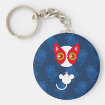 Red cat and white mouse key chains