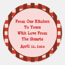 Red Chequered Border Canning Label Stickers