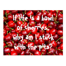 Red Cherry Quote Post Card