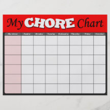 Red Children's Chore Charts Full Color Flyer