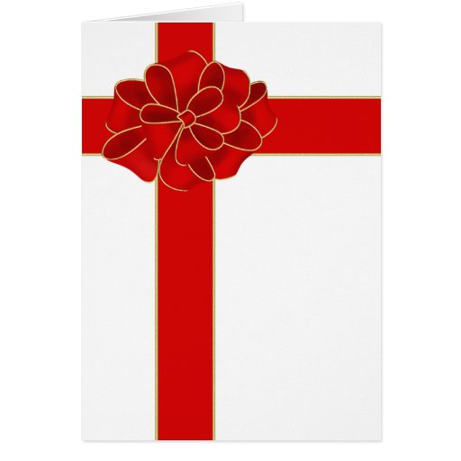 Red Christmas Bow Greeting Cards