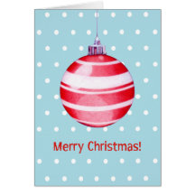 Red Christmas Ornament blue Card