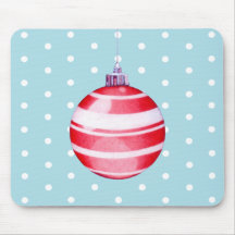 Red Christmas Ornament blue Mousepad