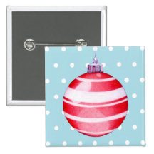 Red Christmas Ornament Button
