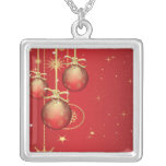 Red Christmas Ornament Silver Chain Personalized Necklace