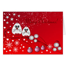 Red christmas with birds cards