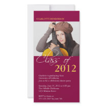 Red class of graduation photo announcement card photo cards