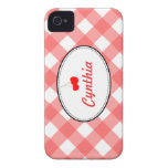 Red country gingham pattern sweet cherry custom Case-Mate iPhone 4 cases