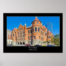 Red Courthouse Downtown Dallas Texas Poster