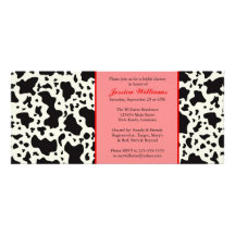 Red Cow Print Bridal Shower Personalized Announcement