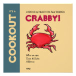 Red Crab sand Cookout Invitation