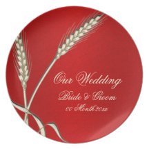 Red cream wedding wheat dinnerware party plate