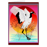 Red Crowned Crane and Setting Sun Cards