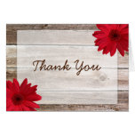 Red Daisy Rustic Barn Wood Thank You Cards