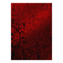 Red Damask Gothic Wedding Custom Invitations