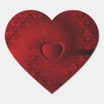 Red damask heart heart sticker