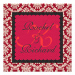 Red Damask  VALENTINES Day Wedding Invitation