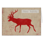 Red Deer Silhouette Birthday  Card