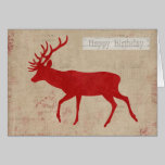 Red Deer Silhouette Birthday  Card cards