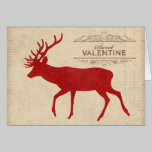 Red Deer Silhouette Valentine Card cards
