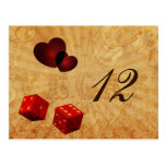 red dice Vintage Vegas table numbers postcards