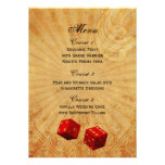 red dice Vintage Vegas wedding menu invitations