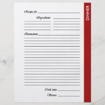 Red DINNER 2-sided Recipe Pages Personalised Flyer