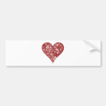 Red Doodle Heart Bumper Stickers