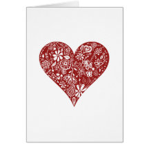 Red Doodle Heart Cards