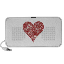 Red Doodle Heart Laptop Speakers