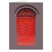 Red Door in Alley Greeting Cards