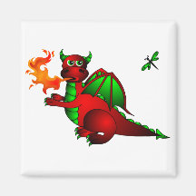 Red Dragon and Dragonfly Magnets