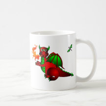 Red Dragon and Dragonfly Mug