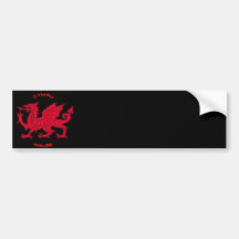Red Dragon of Wales (Cymru), Black Back Bumper Stickers