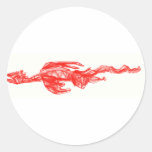 Red dragon scribble drawing round sticker